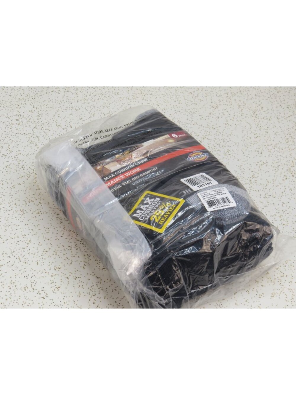 Dickies Men's Max Cushion Crew Socks Performance Work 6-Pack Black Size 6-12